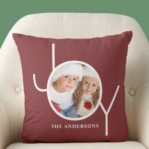 Personalised  Photo Christmas Holiday Red Cushion