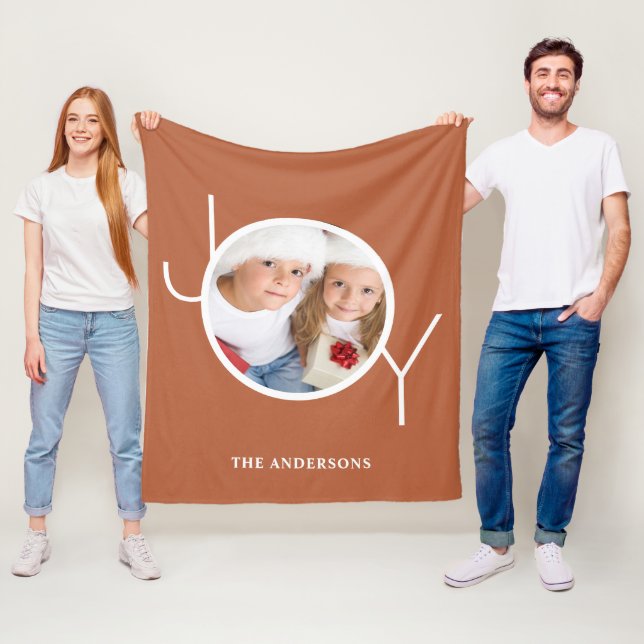 Personalised Photo Christmas  Holiday Rust Fleece Blanket (In Situ)