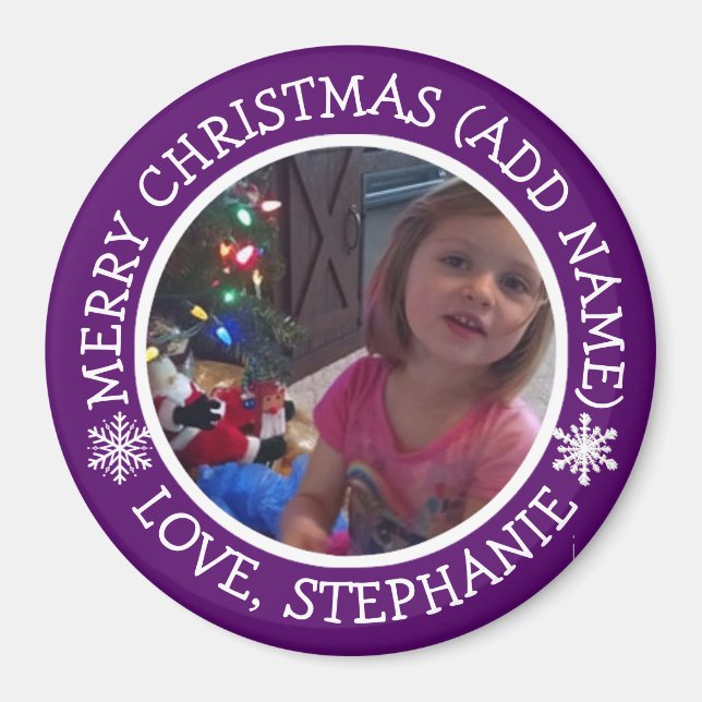 Personalised Photo Christmas Snowflakes Magnet (Front)