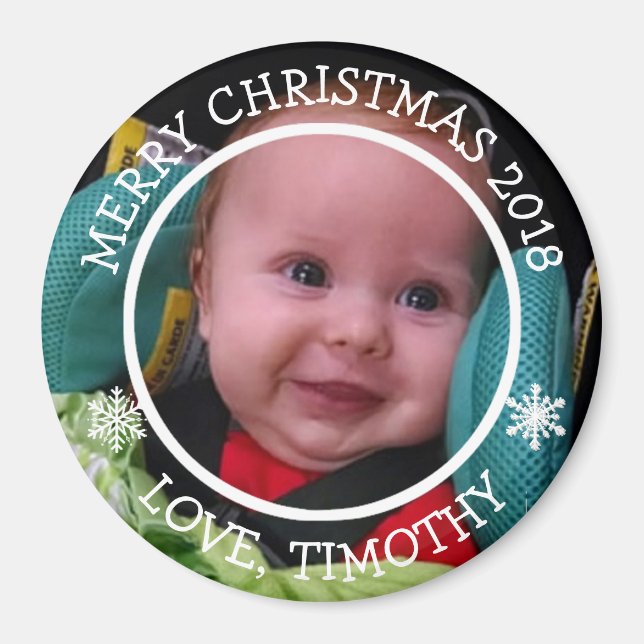 Personalised Photo Christmas Snowflakes Magnet (Front)