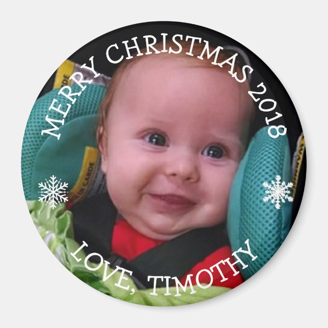 Personalised Photo Christmas Snowflakes Magnet (Front)