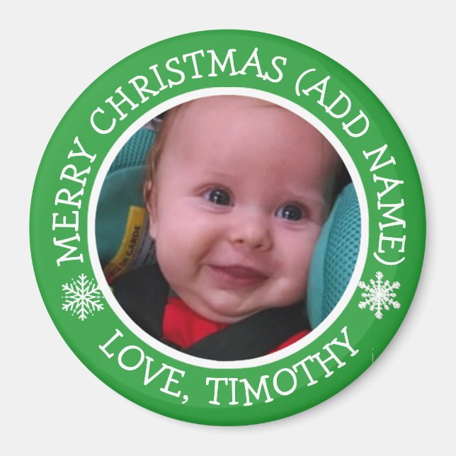 Personalised Photo Christmas Snowflakes Magnet (Front)