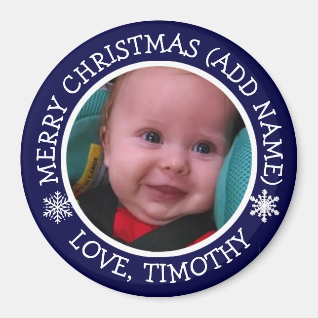Personalised Photo Christmas Snowflakes Magnet (Front)