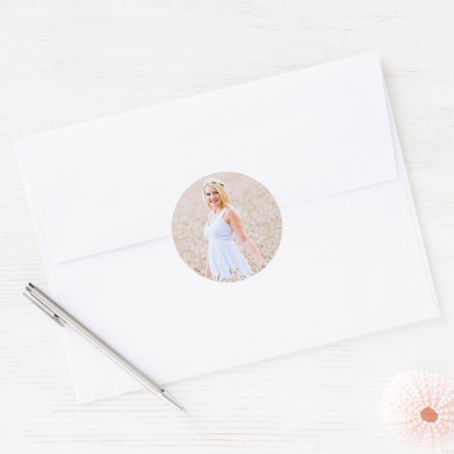 Personalised Photo Classic Round Sticker (Envelope)