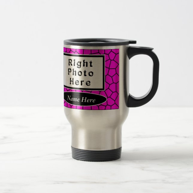 Personalised Photo Coffee Travel Mugs Pink Mosaic (Right)