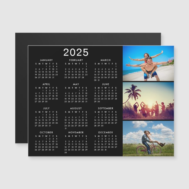 Personalised Photo Collage 2025 Calendar Magnet (Front/Back)