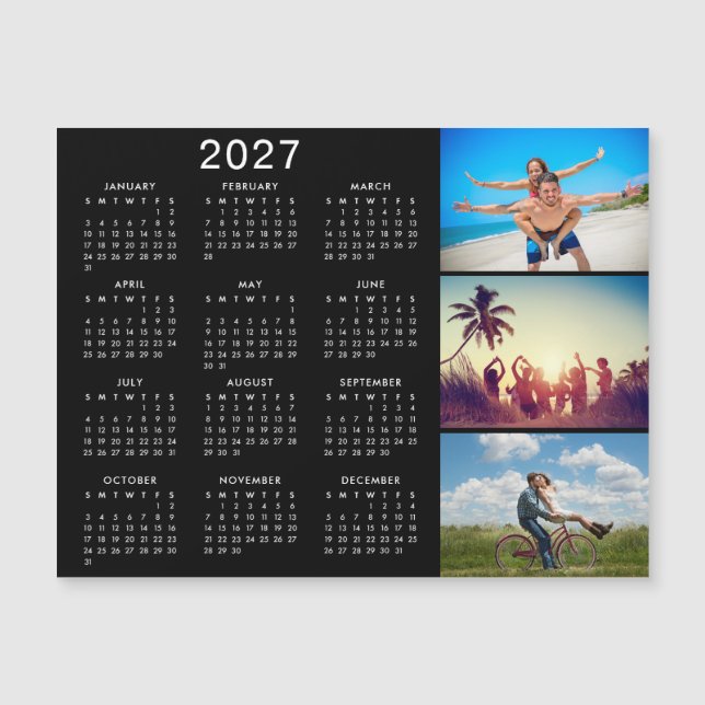 Personalised Photo Collage 2027 Calendar Magnet (Front)