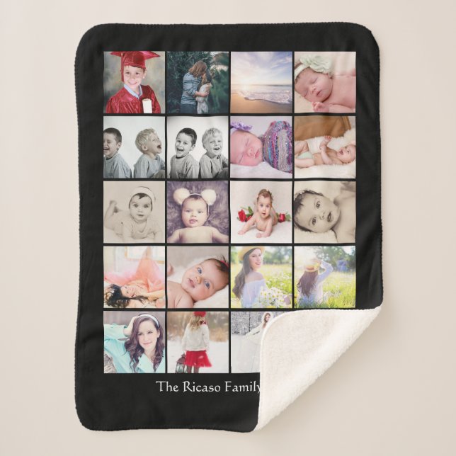 Personalised Photo Collage 20 photo One of a Kind Sherpa Blanket (Front)