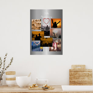 Personalised Photo Collage 25th Anniversary Poster