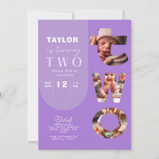 Personalised Photo Collage 2nd Birthday Invitation