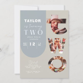 Personalised Photo Collage 2nd Birthday Invitation