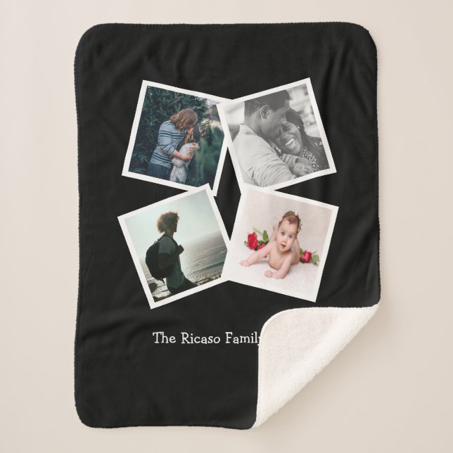 Personalised Photo Collage 4 photo Sherpa Blanket (Front)