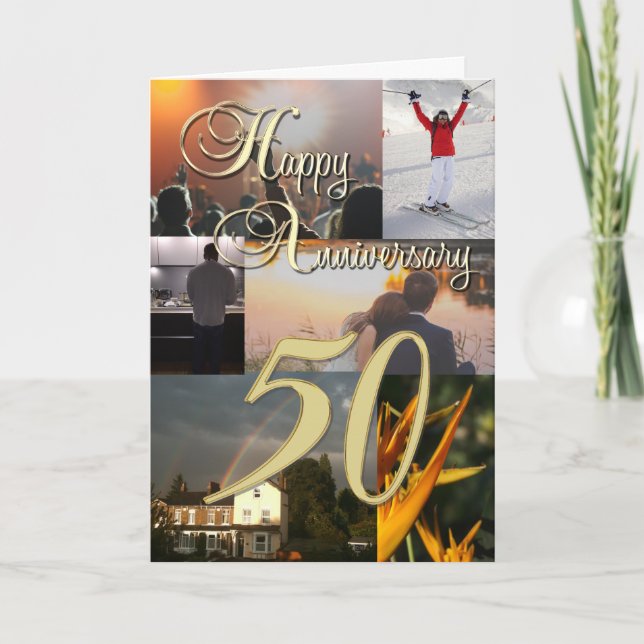 Personalised Photo Collage 50th Anniversary Card (Front)