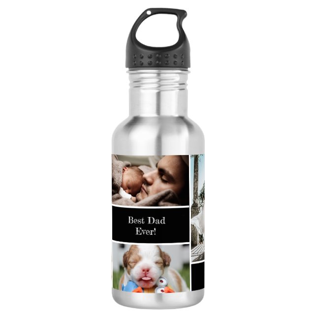 Personalised Photo Collage Best Dad Ever 532 Ml Water Bottle (Front)