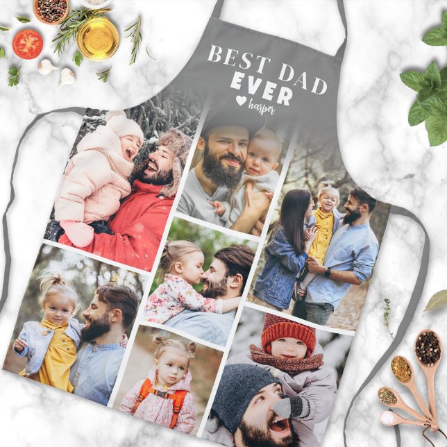 Personalised Photo Collage Best Dad Ever Apron (Personalized Photo Collage Best Dad Ever Apron)
