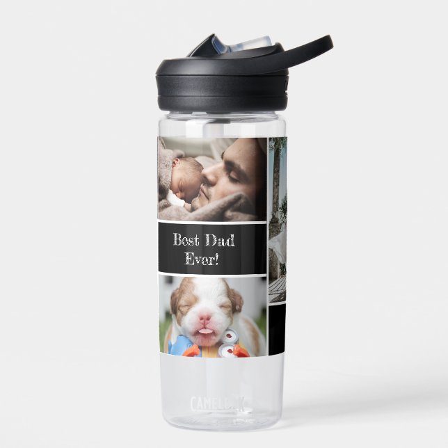 Personalised Photo Collage Best Dad Ever Water Bottle (Left)