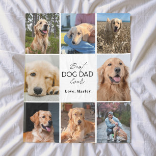 Personalised Photo Collage Best Dog Dad Ever Gift Fleece Blanket
