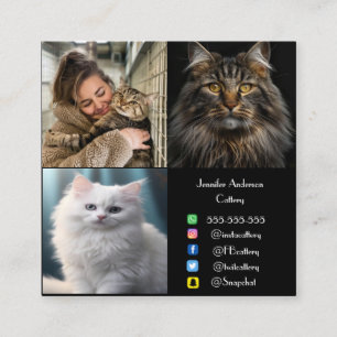 Personalised Photo Collage Cattery Business Card 
