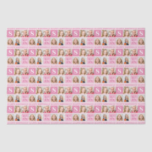 Personalised Photo Collage Cute Pink Girl Birthday Tissue Paper