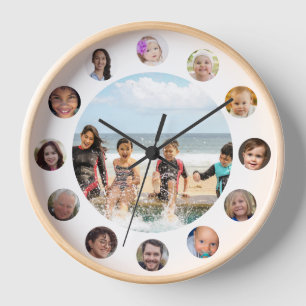 Personalised Photo Collage Family Moments Round  Clock