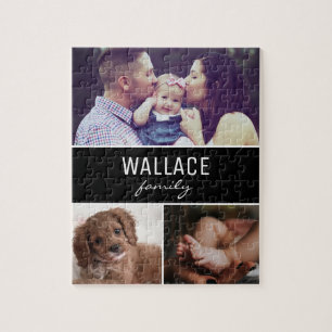 Personalised Photo Collage Family Name Custom Jigsaw Puzzle