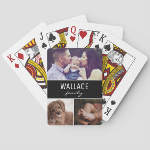 Personalised Photo Collage Family Name Custom Playing Cards