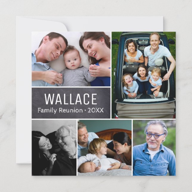 Personalised photo collage family reunion invitation (Front)