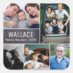 Personalised, photo collage, family reunion square sticker