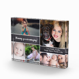 Personalised Photo Collage for Mummy, chalkboard Block