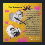 Personalised Photo Collage Golden Wedding Clock<br><div class="desc">Wall Clock: Custom Wedding,  Anniversary,  Valentines Photo Clock with unique golden vintage desing. Personalise with your own favourite pictures and create beautiful collage to capture special moments of your life. Change any texts to your own,  including the poem.</div>