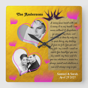 Personalised Photo Collage Golden Wedding Clock