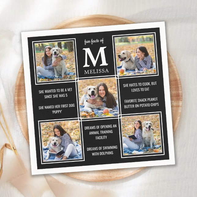 Personalised Photo Collage Graduation Fun Facts Napkin (Creator Uploaded)