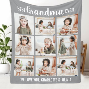 Personalised Photo Collage Grandma Fleece Blanket
