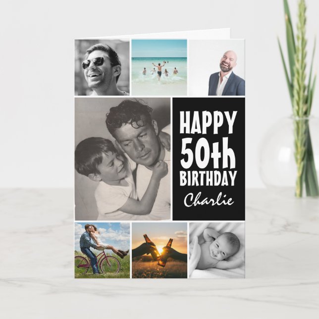 Personalised Photo Collage Happy Birthday Any Age Card (Front)