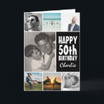 Personalised Photo Collage Happy Birthday Any Age Card<br><div class="desc">Create your own birthday card with this modern photo collage. Personalise with your own photos and text. This minimalist simple design features a photo collage layout for 7 photos. Text reads 'Happy 50th Birthday' and their name,  but can be customised to your own special message.</div>
