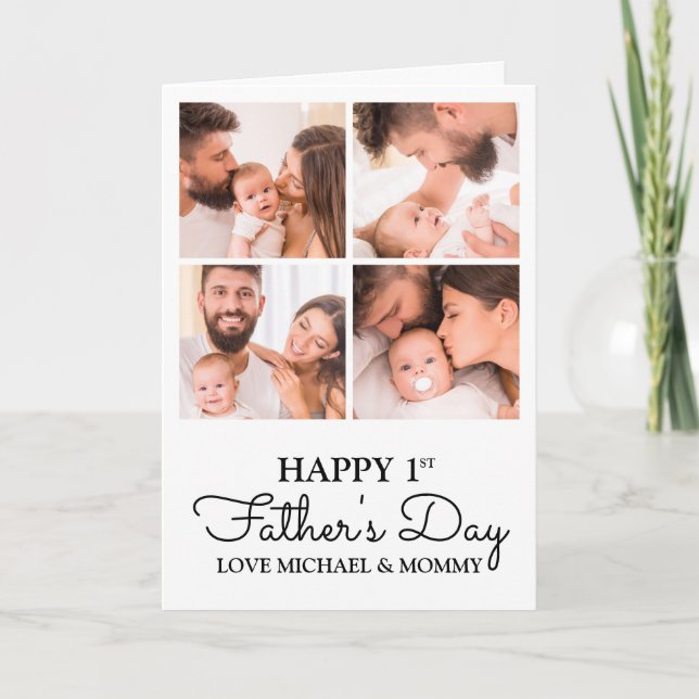 Personalised Photo Collage Happy First Fathers Day Card (Front)