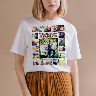 Personalised Photo Collage hearts and text T-Shirt