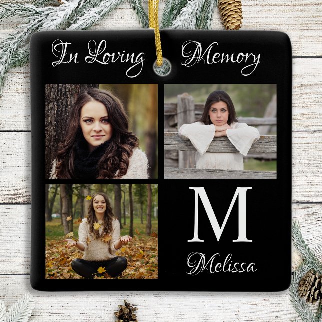 Personalised Photo Collage In Loving Memory Ceramic Ornament (Creator Uploaded)