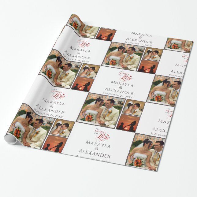 Personalised Photo Collage Keepsake Wrapping Paper (Unrolled)