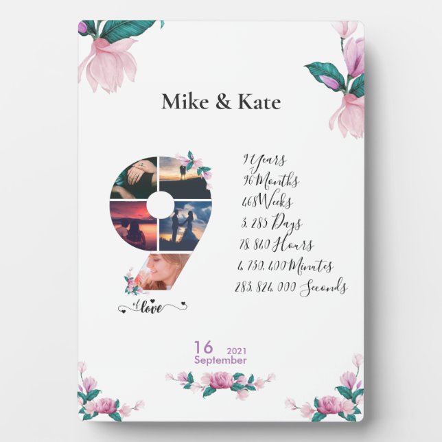 Personalised Photo collage Love Couple anniversary Plaque (Front)