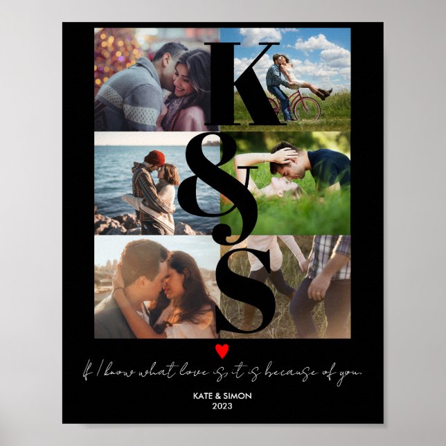 Personalised Photo Collage LOVE Gift Custom Text Poster (Front)