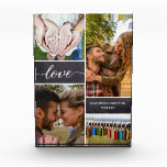 Personalised Photo collage Love Script Anniversary<br><div class="desc">Customise this photo block with up to four of your favourite photos as a couple together. Give it as a gift for your anniversary, valentine's day, her birthday, for Christmas. Personalise the date and name fields. The chalkboard background blocks adds a rustic feel and the love script with it's modern...</div>