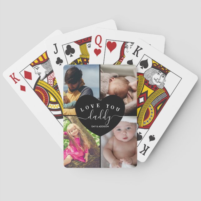 Personalised Photo Collage Love You Daddy Gifts Playing Cards (Back)