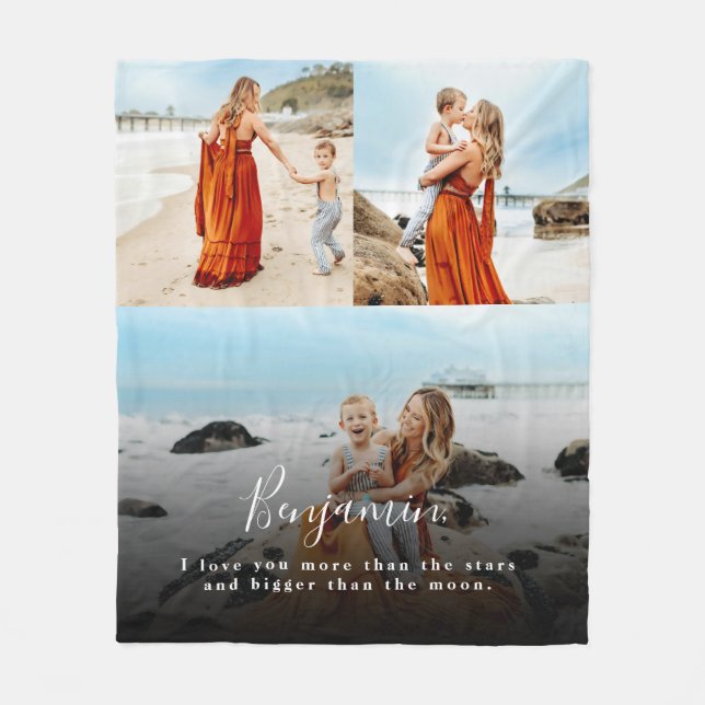 Personalised Photo Collage Love You Fleece Blanket (Front)