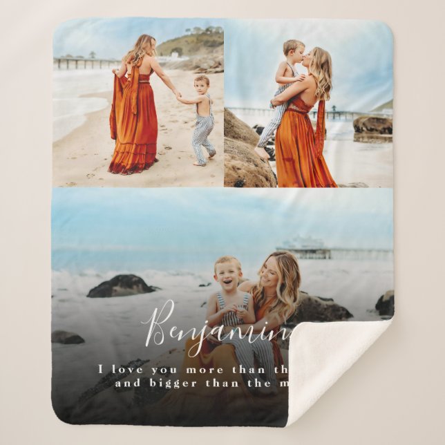 Personalised Photo Collage Love You Sherpa Blanket (Front)