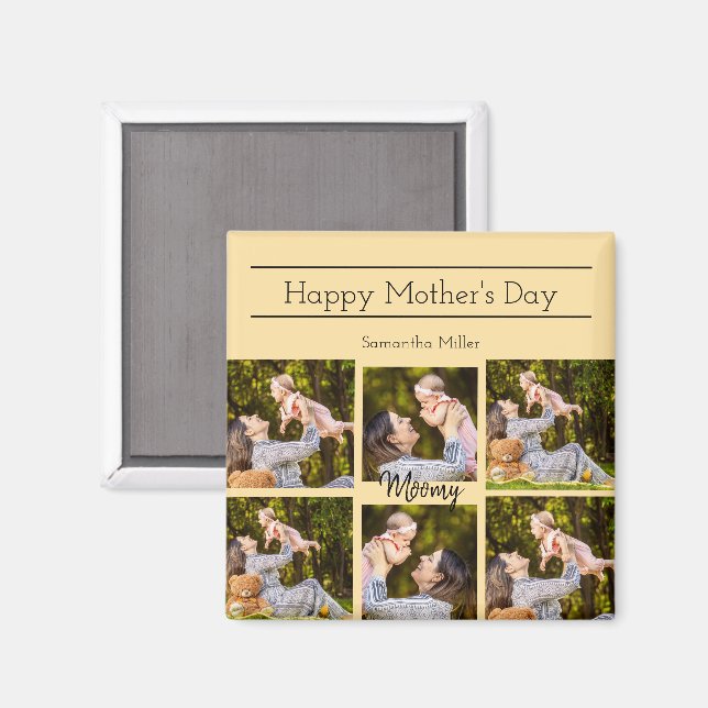 Personalised Photo Collage Magnet with Custom Text (Front/Back)