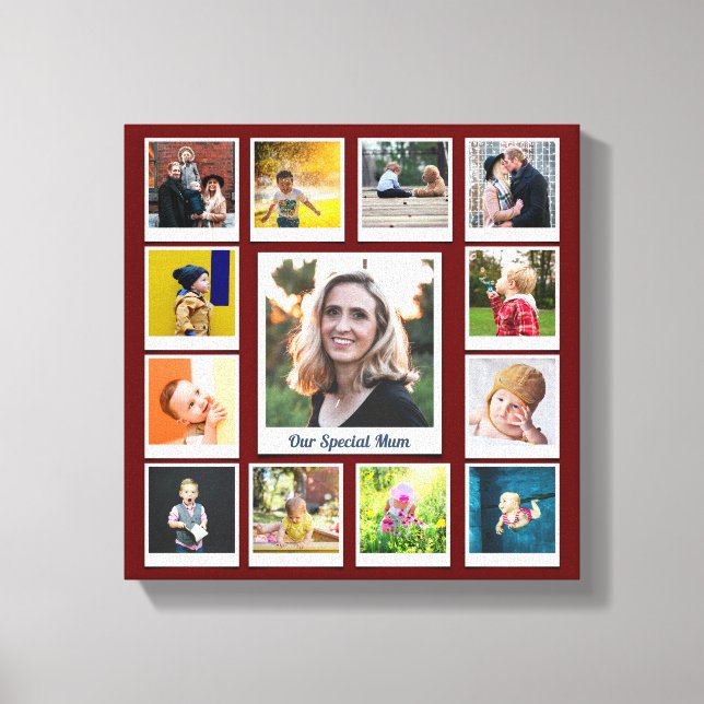 Personalised Photo Collage Modern Family Keepsake Canvas Print (Front)