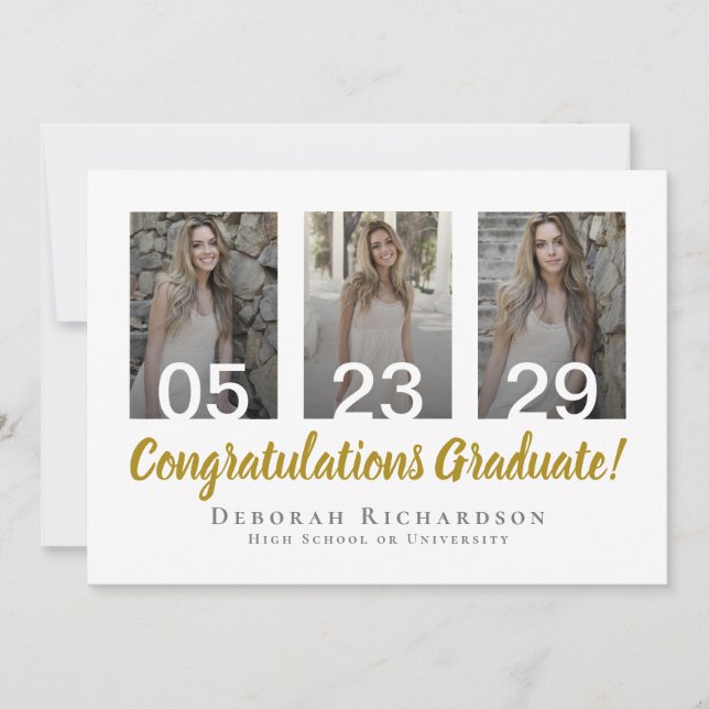 Personalised Photo Collage Modern Graduation Card (Front)