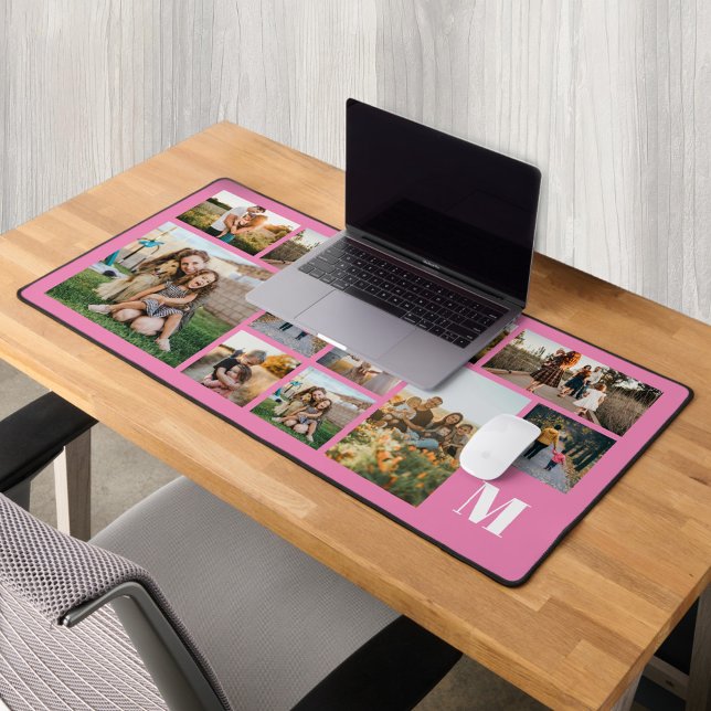 Personalised Photo Collage Monogram Desk Mat (Creator Uploaded)