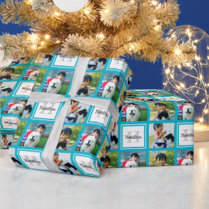 Personalised Photo Collage Monogram Initial Name Wrapping Paper